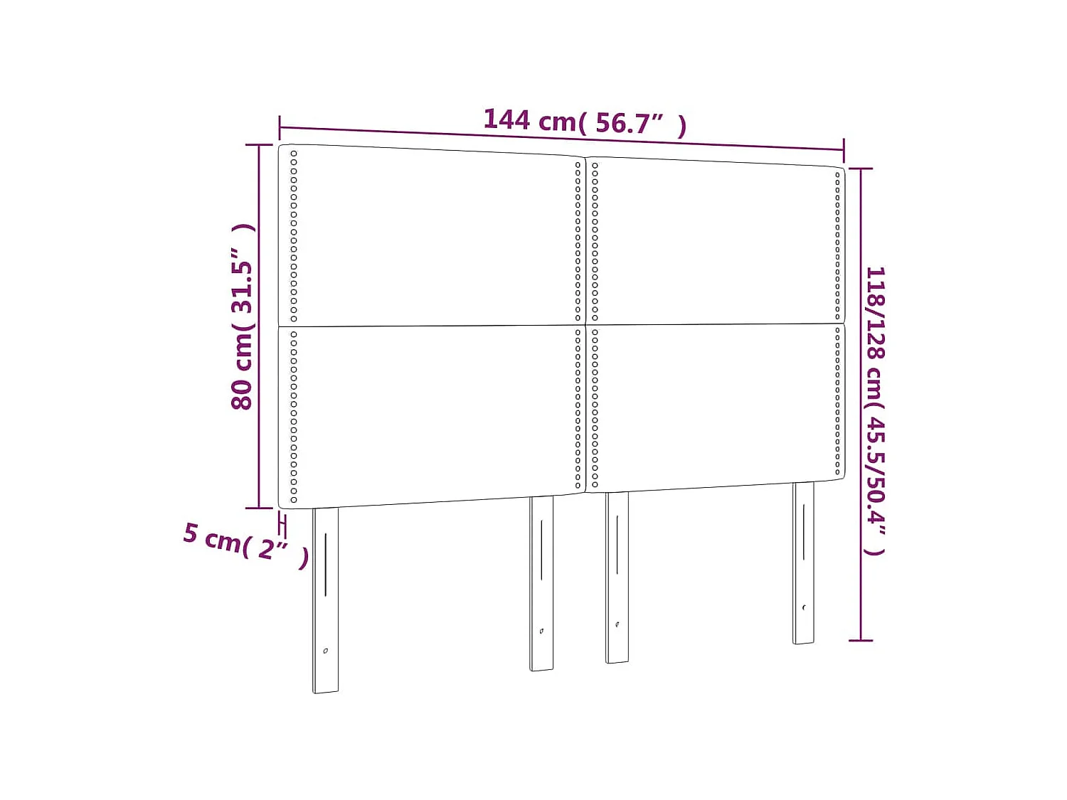 Tête de lit accessoire noire 144 x 5 x 118 cm TDL0200716