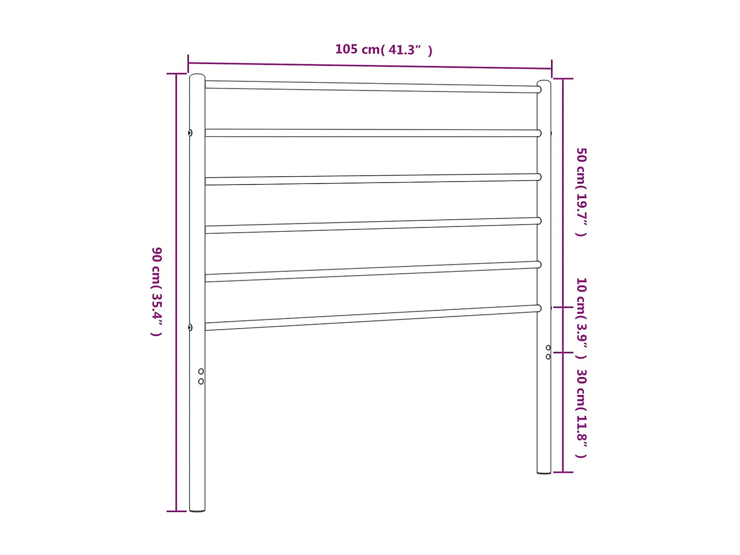 Tête de lit accessoire métal argentée 105 x 3 x 90 cm TDL0202450