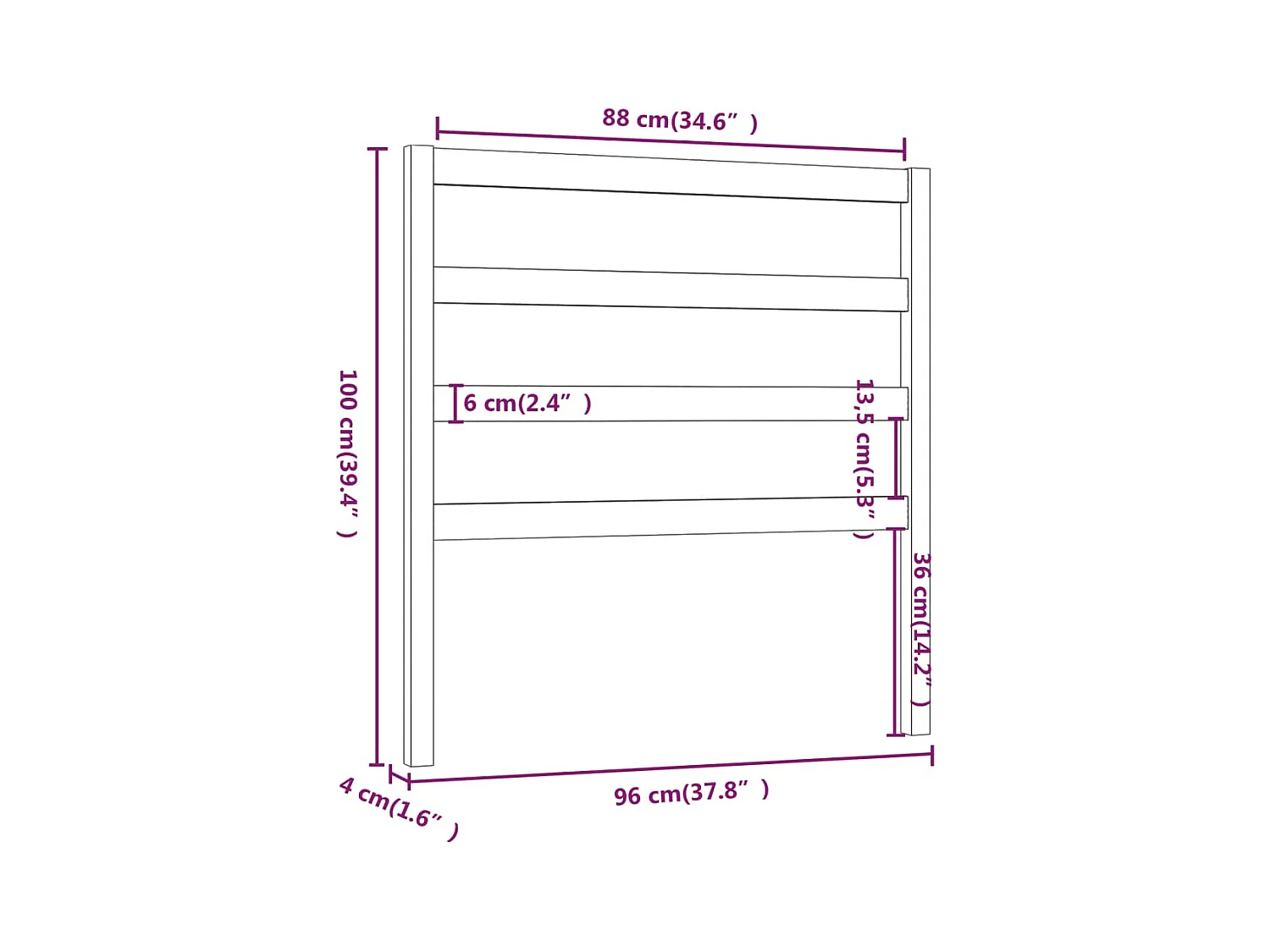 Tête de lit accessoire bois marron 96 x 4 x 100 cm TDL0202045