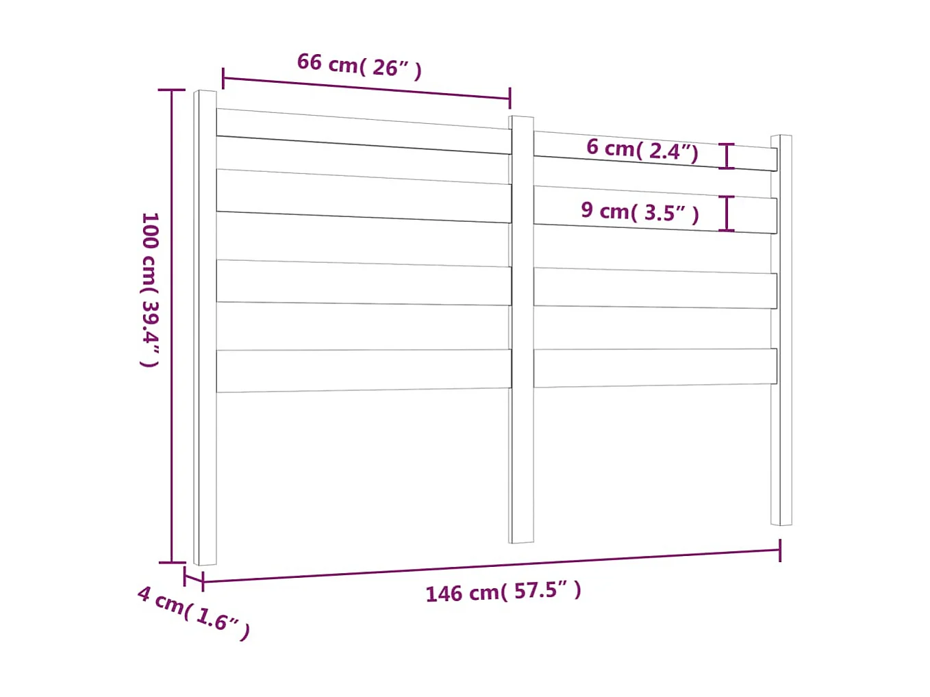 Tête de lit accessoire bois marron 146 x 4 x 100 cm TDL0206686