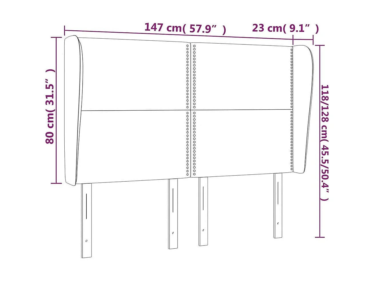 Tête de lit accessoire tissu grise 147 x 23 x 128 cm TDL0205249