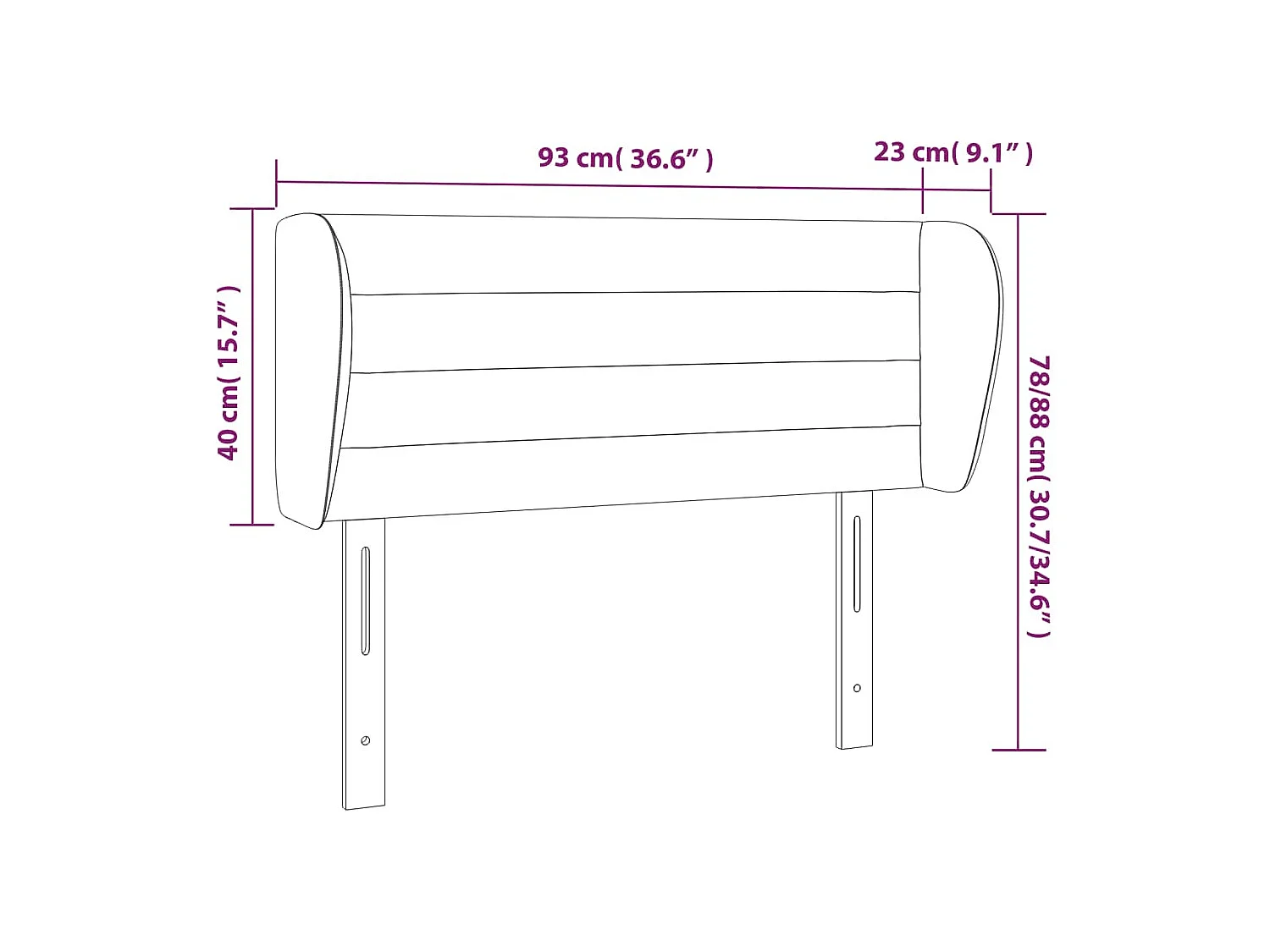 Tête de lit accessoire tissu noire 93 x 23 x 88 cm TDL0204380