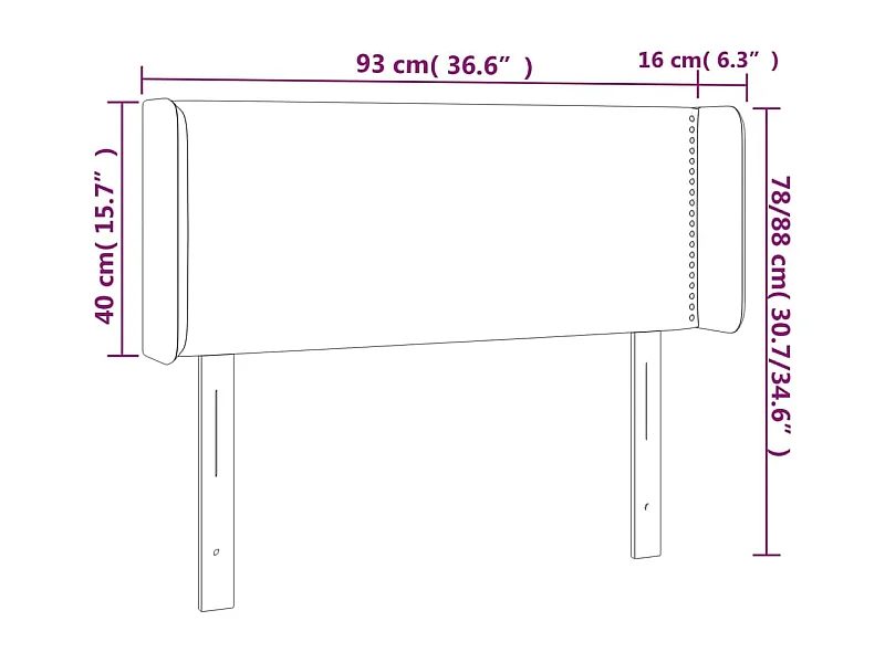 Tête de lit accessoire noire 93 x 16 x 88 cm TDL0204406