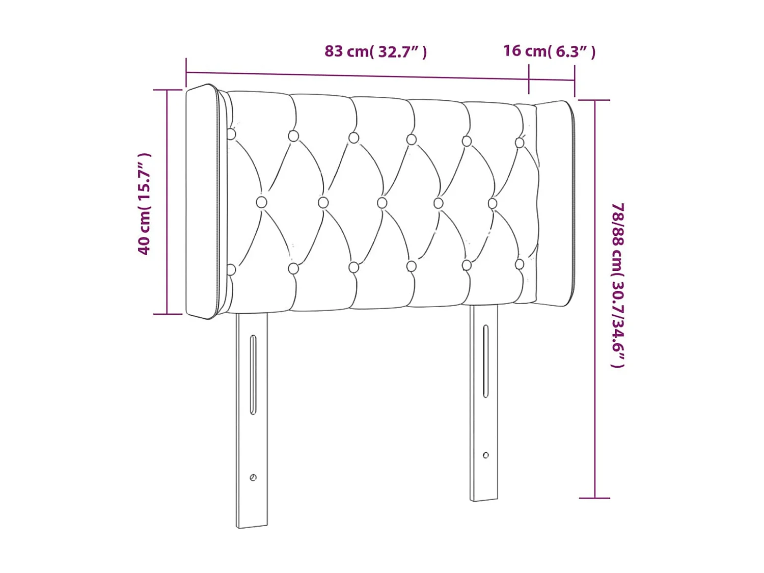 Tête de lit accessoire tissu grise 83 x 16 x 78 cm TDL0201013