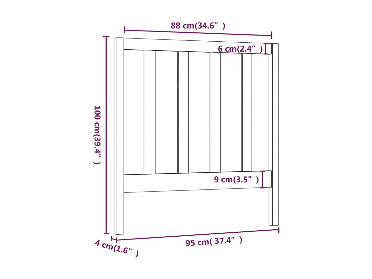 Tête de lit accessoire bois blanche 95 x 4 x 100 cm TDL0203659