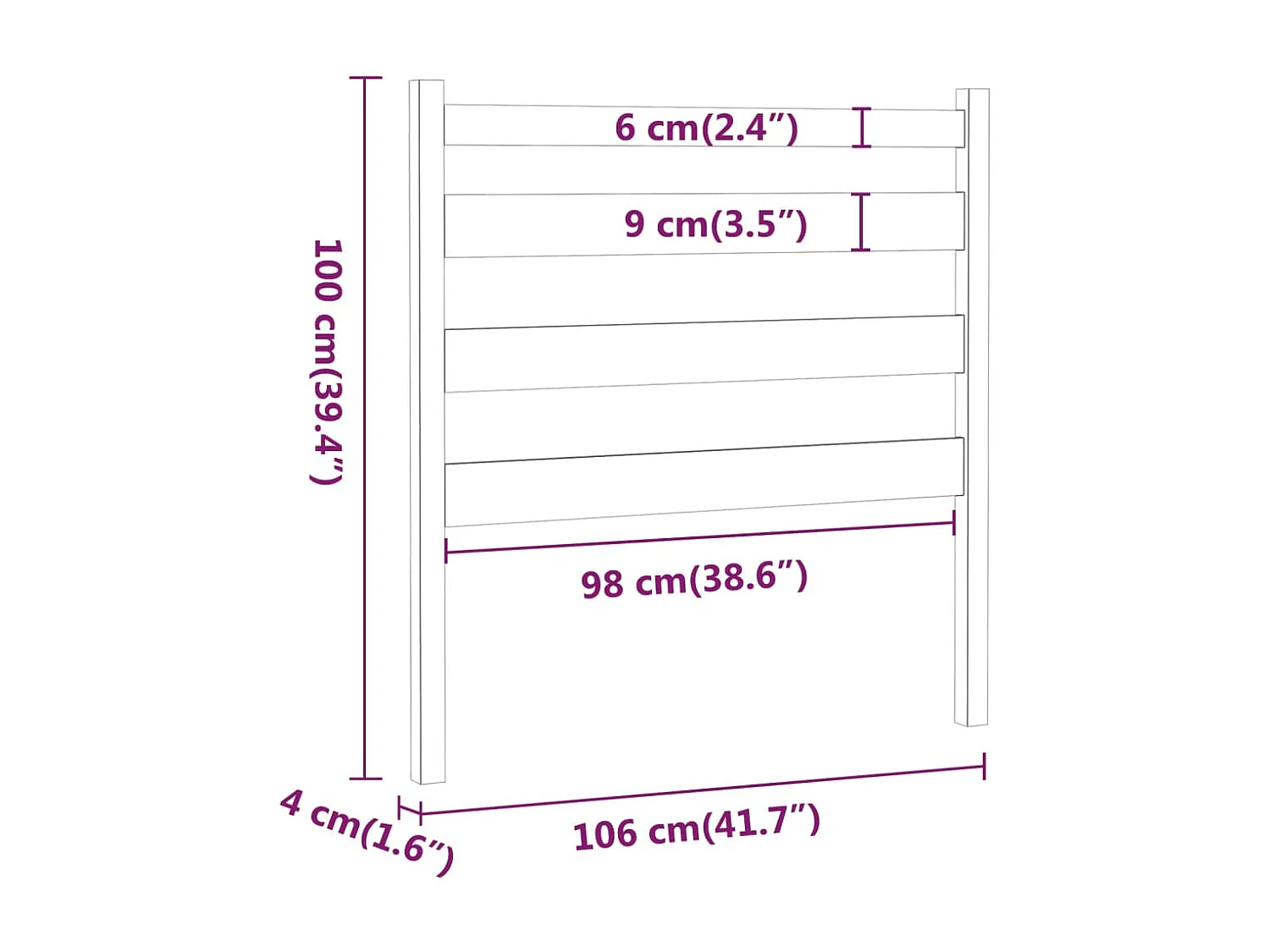 Tête de lit accessoire bois marron 106 x 4 x 100 cm TDL0202362