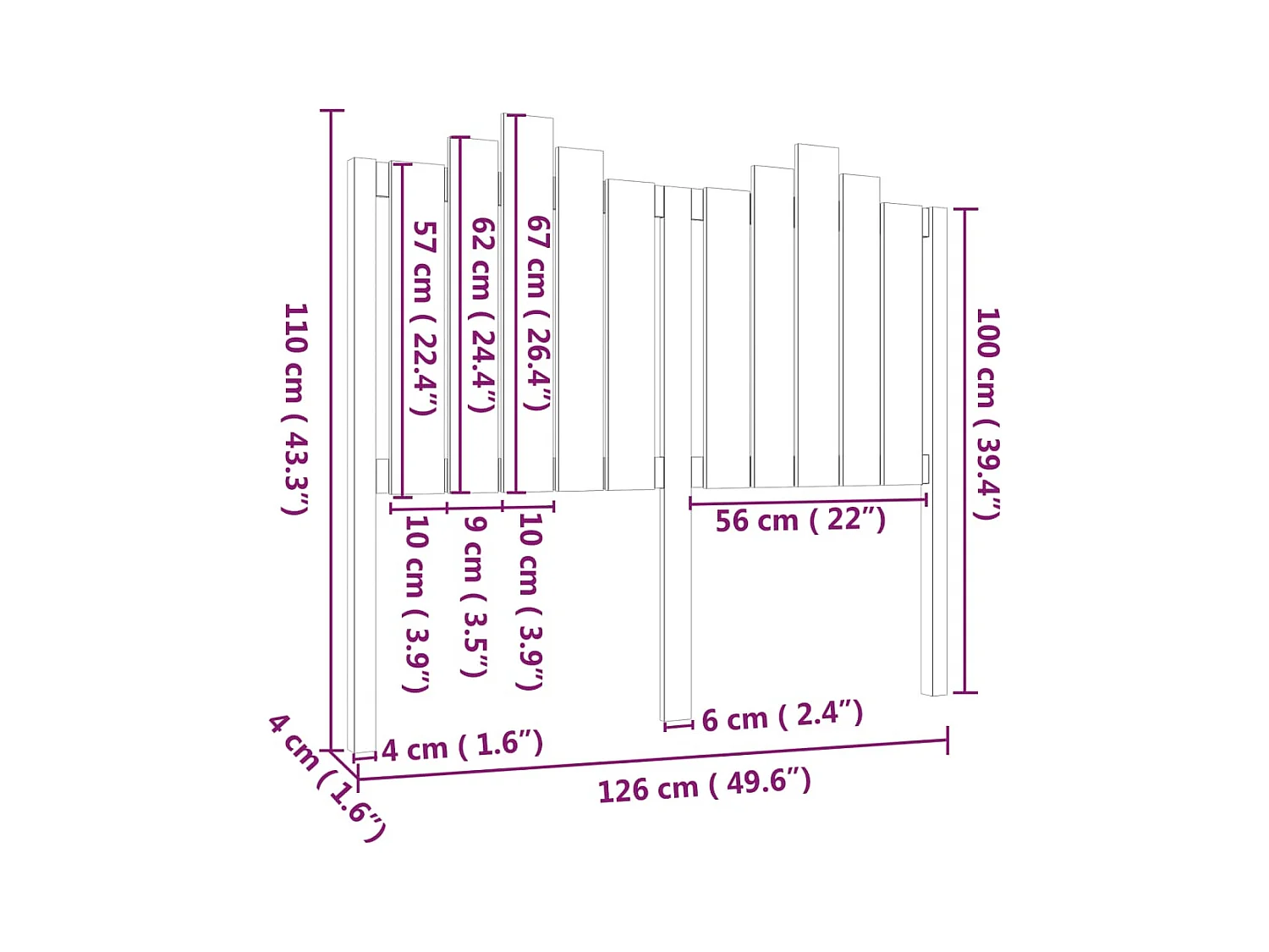 Tête de lit accessoire bois marron 126 x 4 x 110 cm TDL0203490
