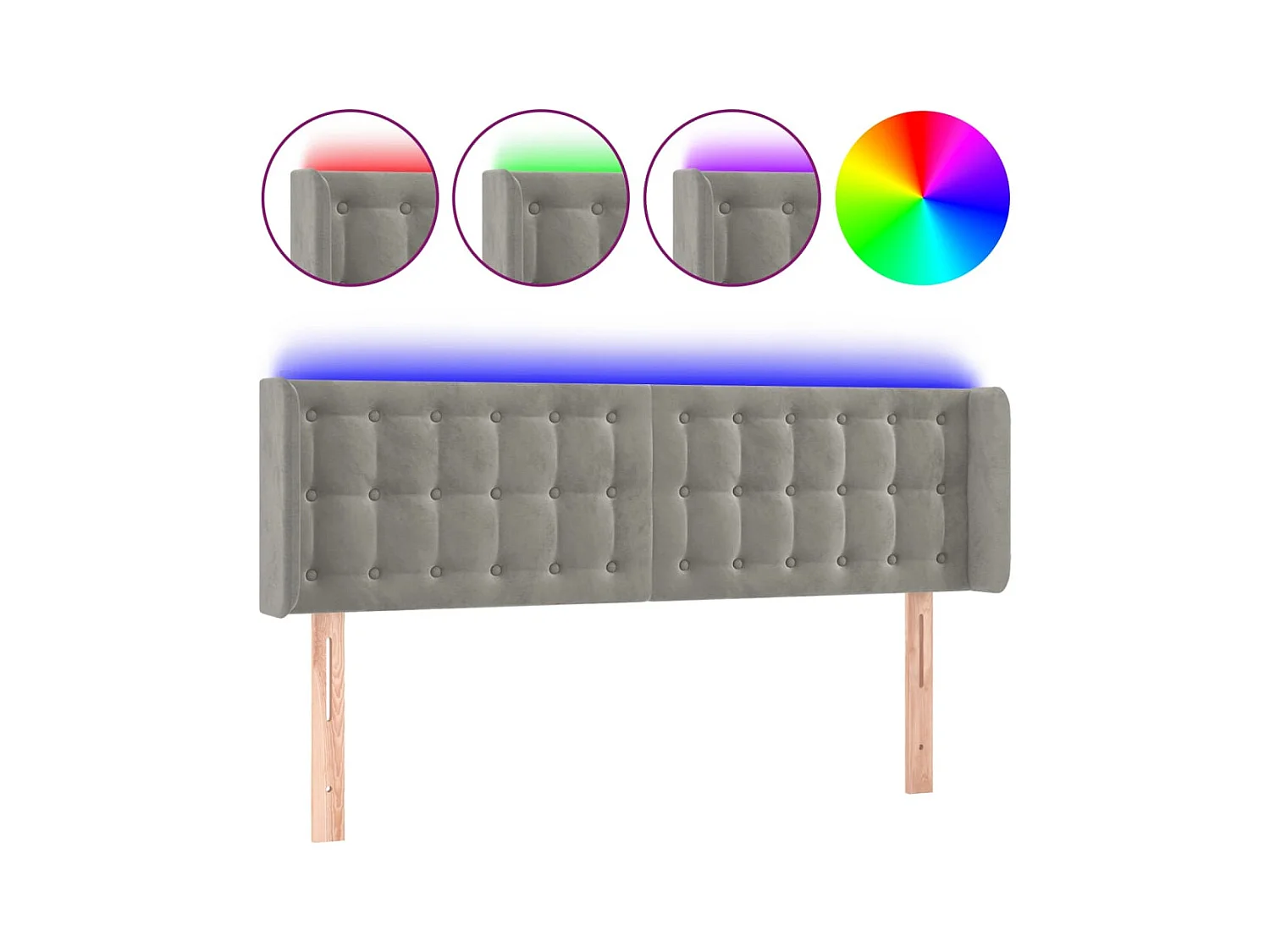 Tête de lit accessoire tissu grise 147 x 16 x 78 cm TDL0201375