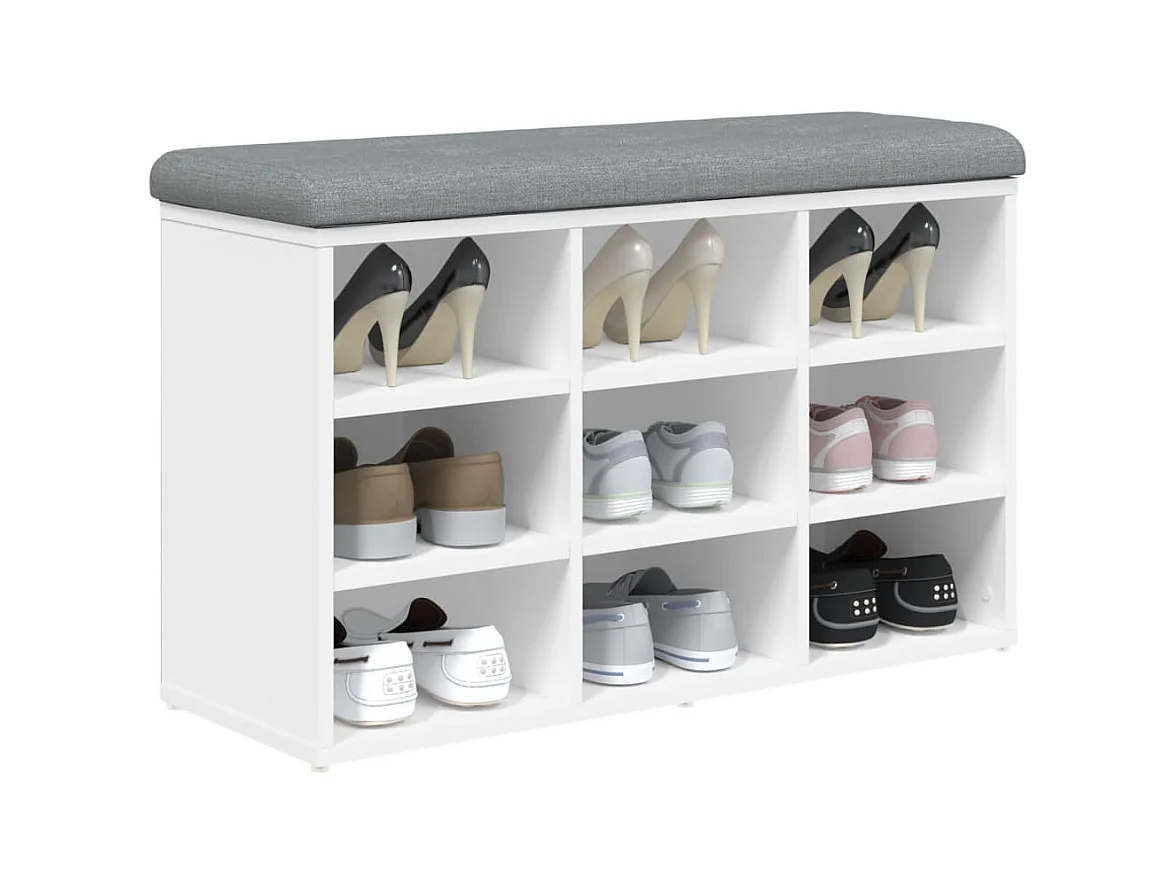 Banc de rangement à bois blanche 82 x 32 x 50 cm DEC024832