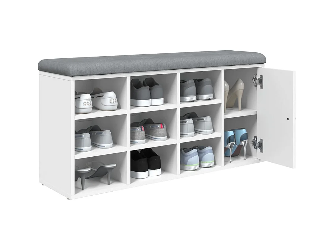 Banc de rangement à bois blanche 102 x 32 x 50 cm DEC024828