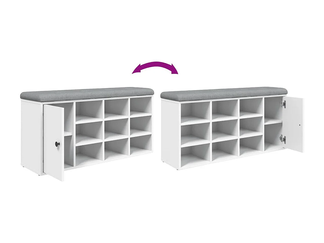 Banc de rangement à bois blanche 102 x 32 x 50 cm DEC024828