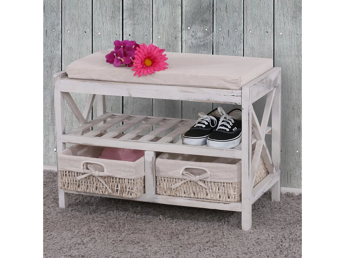 Étagère à chaussures banc blanche 65 x 34 x 45.5 cm 04_0005158