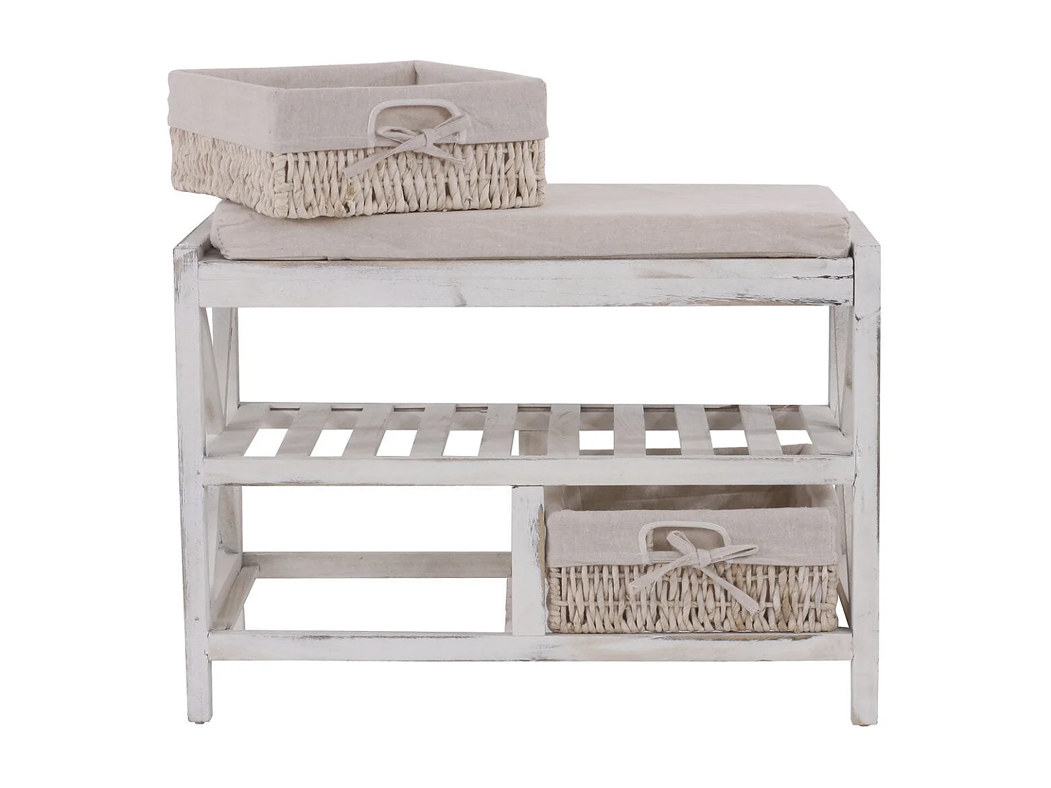 Étagère à chaussures banc blanche 65 x 34 x 45.5 cm 04_0005158