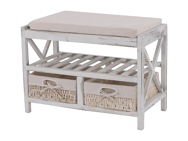 Étagère à chaussures banc blanche 65 x 34 x 45.5 cm 04_0005158