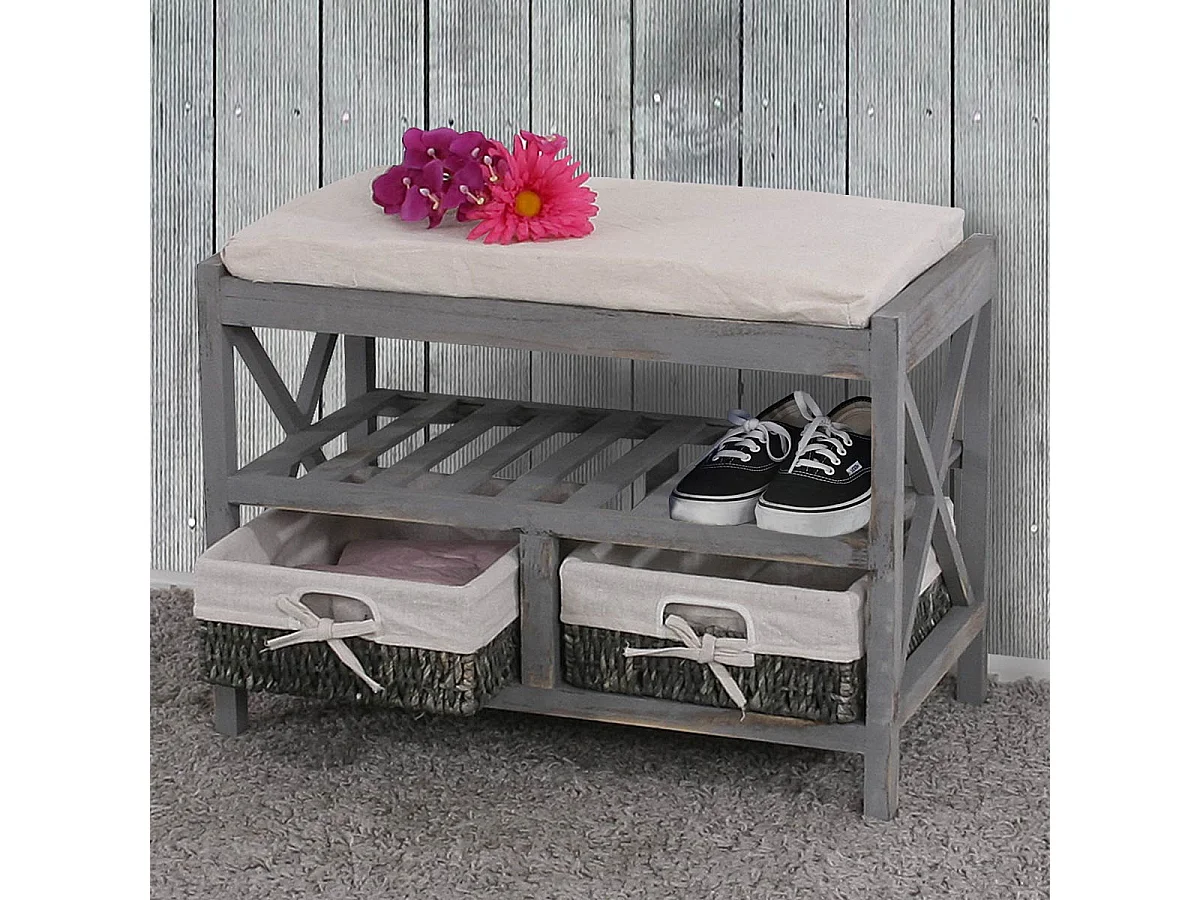 Étagère à chaussures banc grise 65 x 34 x 45.5 cm 04_0005160