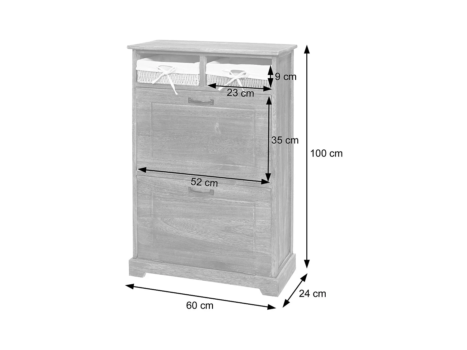 Meuble à chaussures étagère bois blanche 60 x 24 x 100 cm 04_0002449