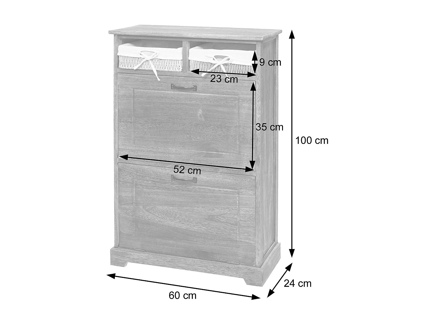 Meuble à chaussures étagère bois blanche 60 x 24 x 100 cm 04_0002449