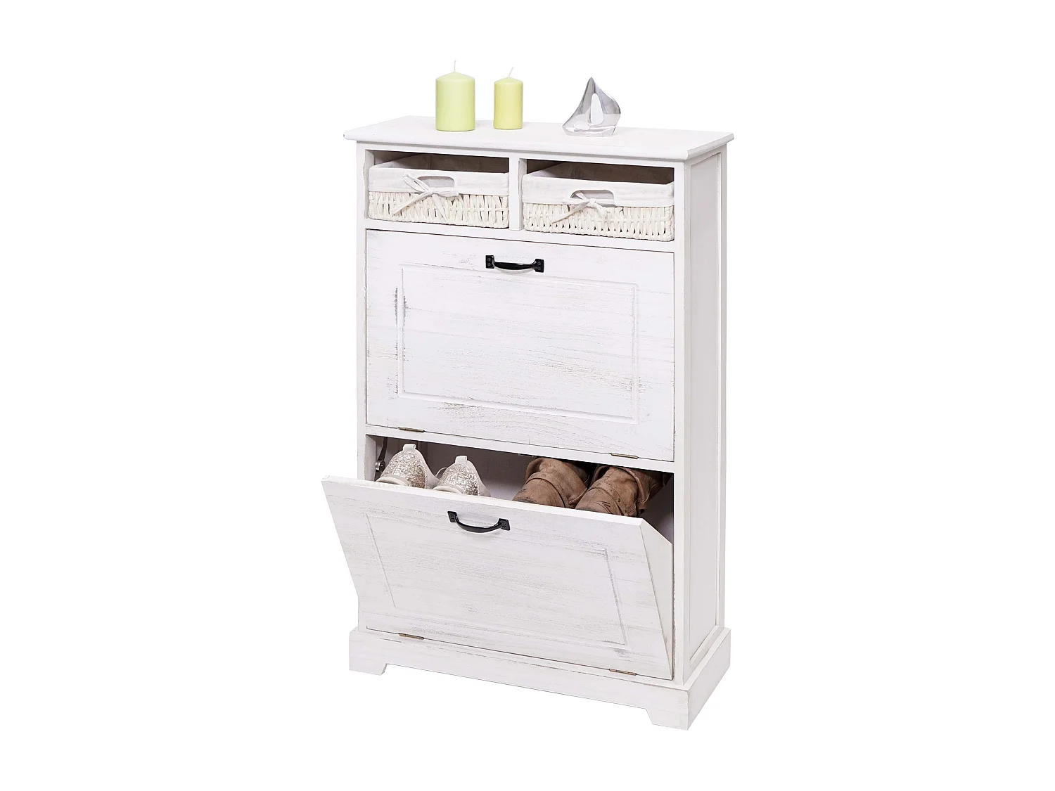 Meuble à chaussures étagère bois blanche 60 x 24 x 100 cm 04_0002449