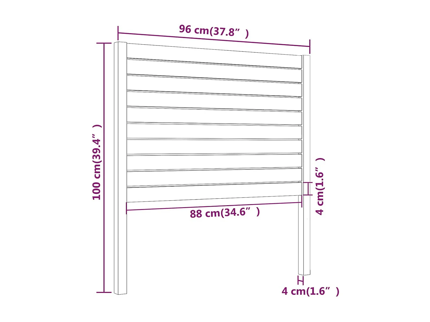 Tête de lit accessoire bois marron 96 x 4 x 100 cm TDL0205881