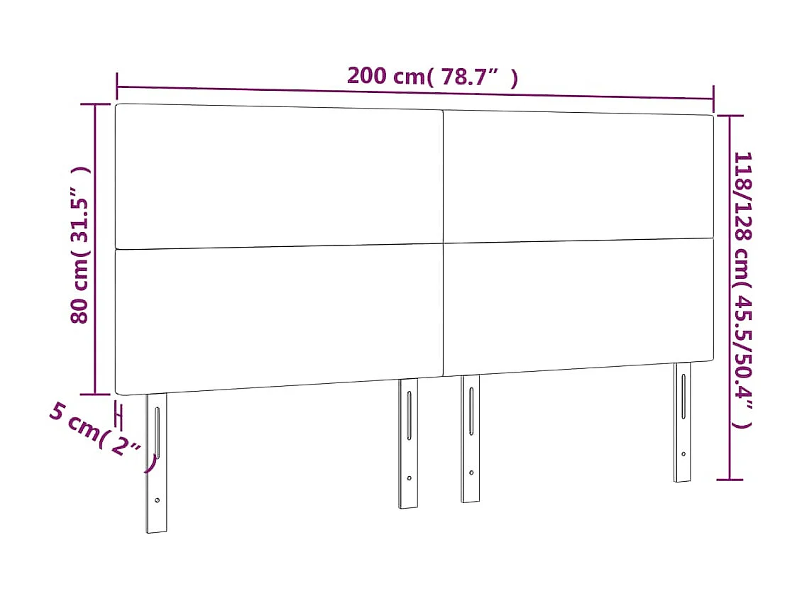 Tête de lit accessoire tissu grise 200 x 5 x 118 cm TDL0201088