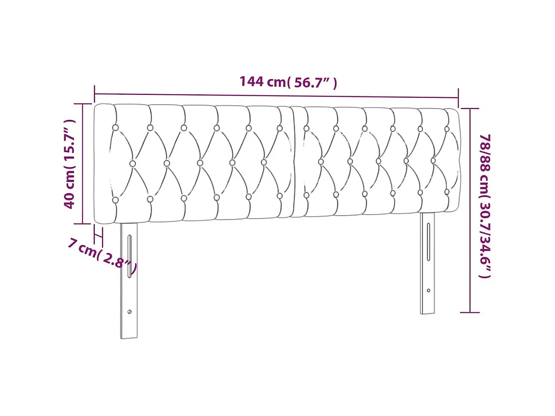 Tête de lit accessoire tissu grise 144 x 7 x 78 cm TDL0201391