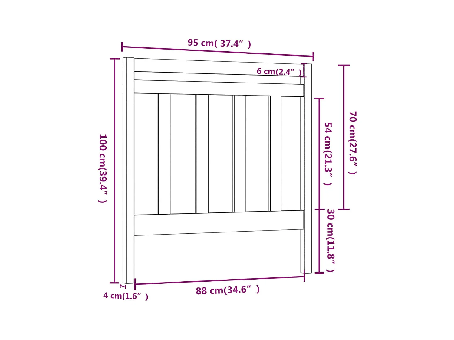 Tête de lit accessoire bois marron 95 x 4 x 100 cm TDL0203259