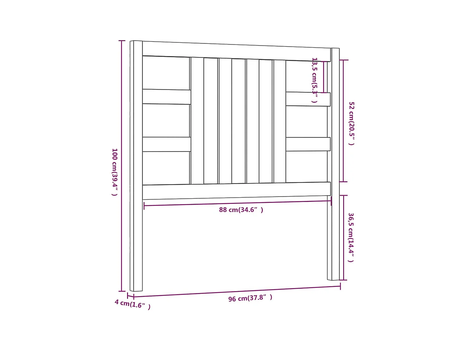 Tête de lit accessoire bois marron 96 x 4 x 100 cm TDL0202049