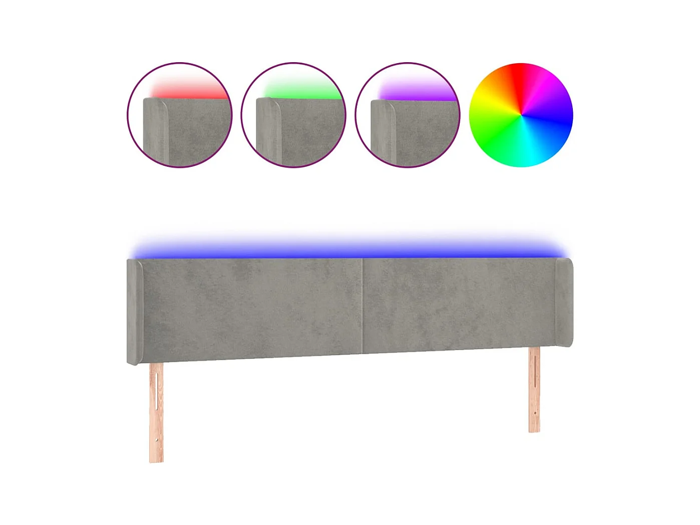 Tête de lit accessoire tissu grise 203 x 16 x 78 cm TDL0201290