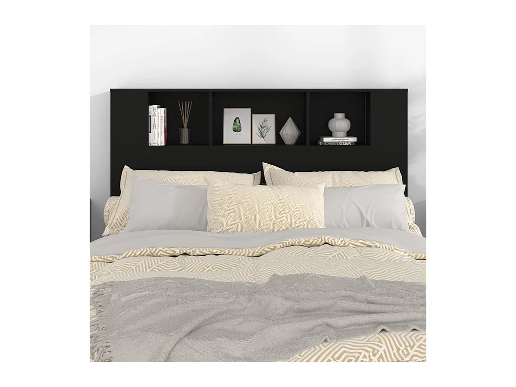 Tête de lit avec effet bois noire 140 x 18.5 x 104.5 cm TDL0200024