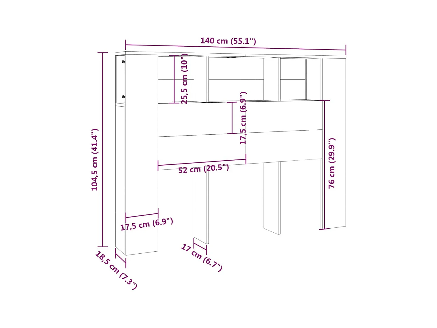 Tête de lit avec effet bois noire 140 x 18.5 x 104.5 cm TDL0200024