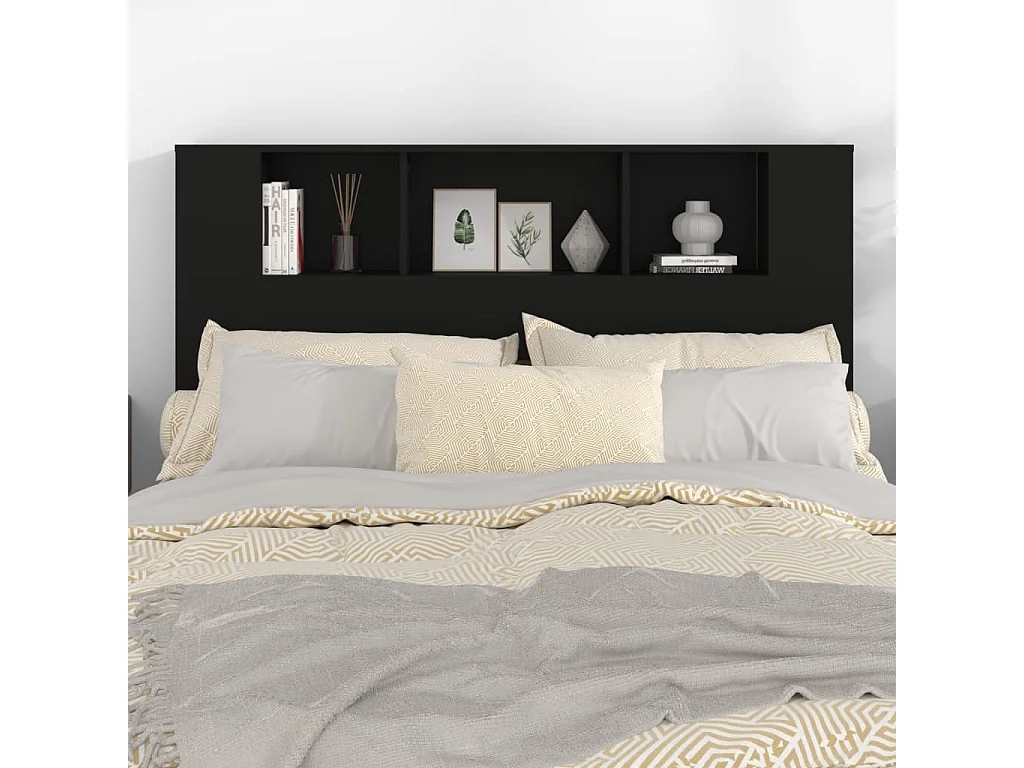 Tête de lit avec effet bois noire 140 x 18.5 x 104.5 cm TDL0200024