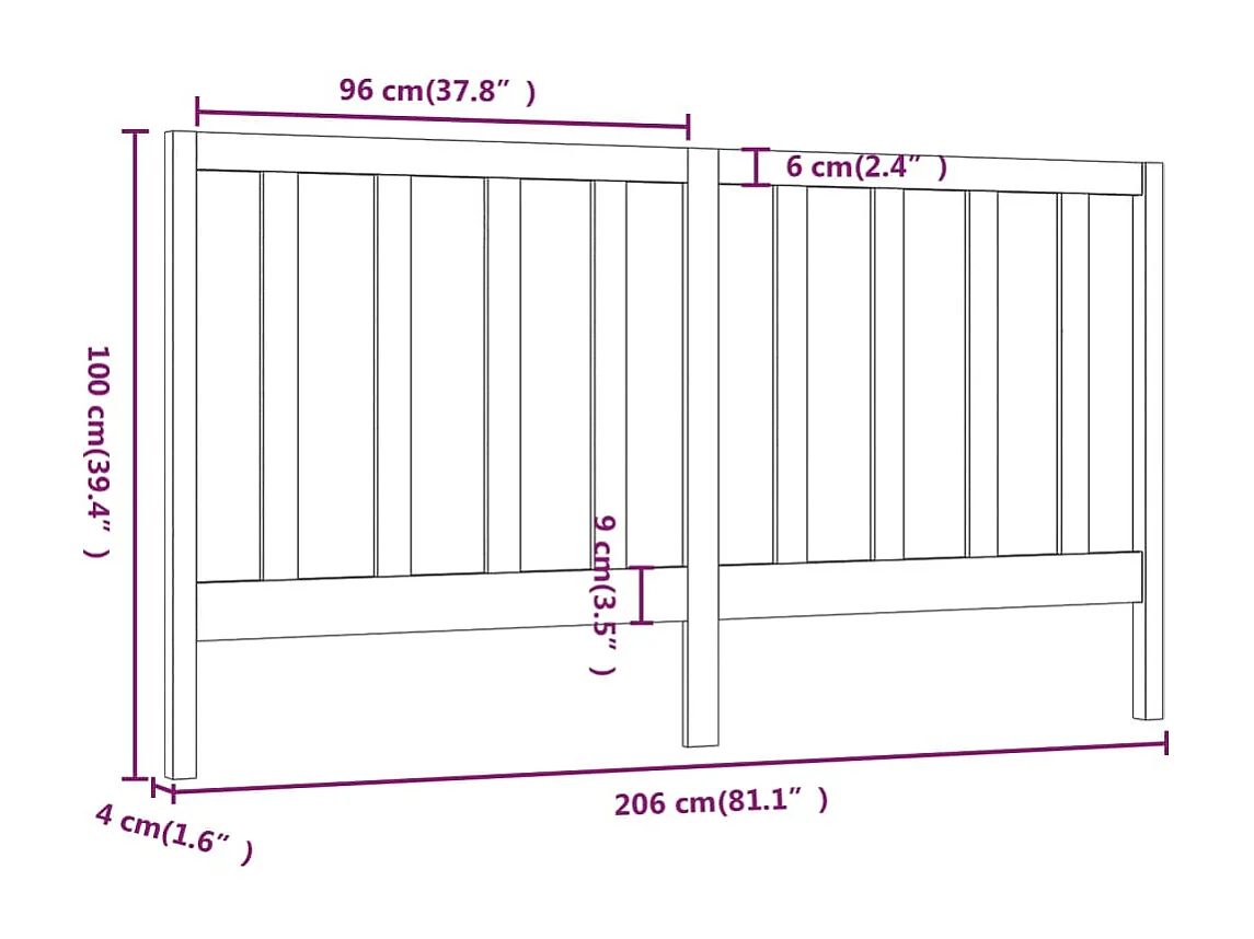 Tête de lit accessoire bois marron 206 x 4 x 100 cm TDL0206084