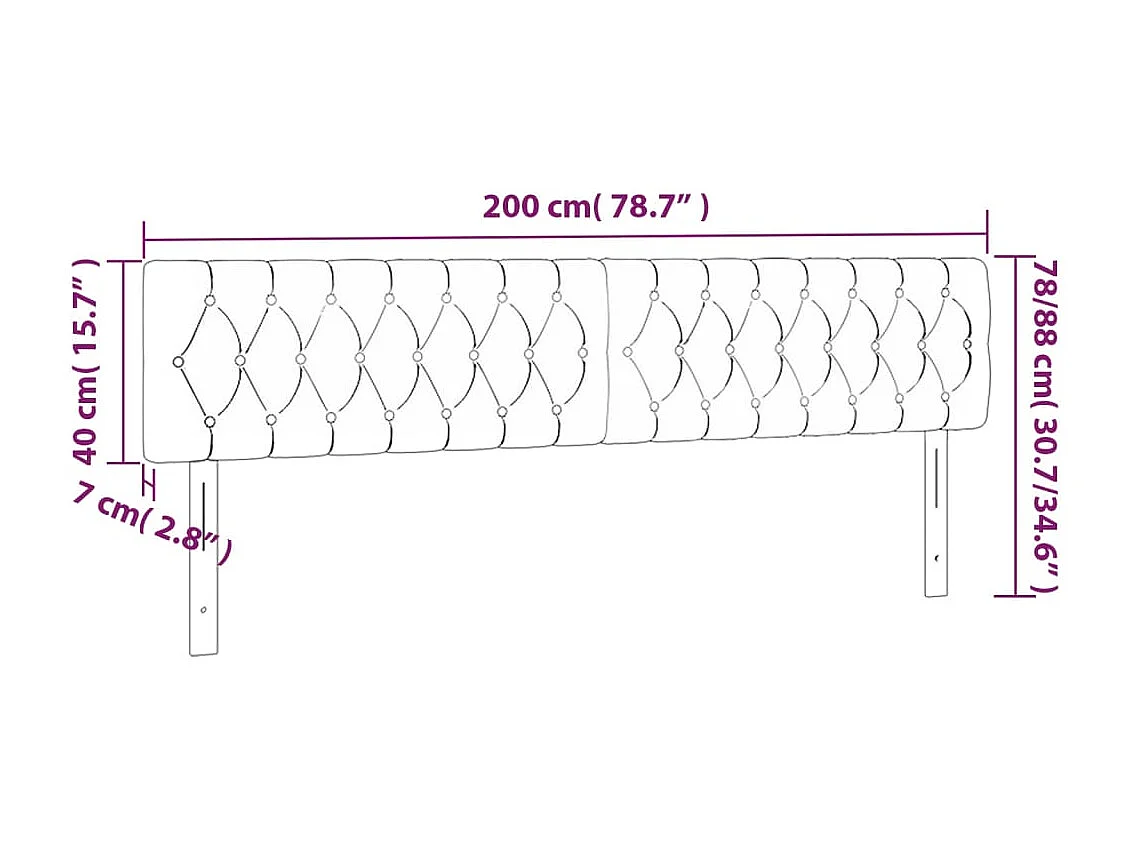 Tête de lit accessoire tissu grise 200 x 7 x 88 cm TDL0206438
