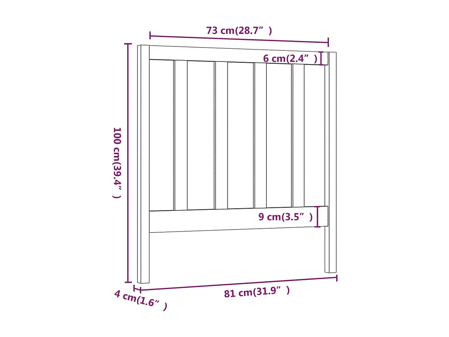 Tête de lit accessoire bois marron 81 x 4 x 100 cm TDL0202089