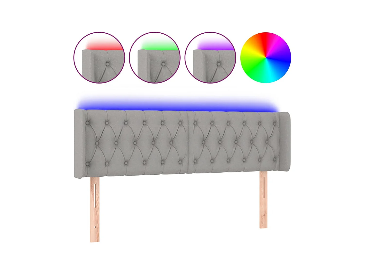 Tête de lit accessoire tissu grise 163 x 16 x 78 cm TDL0201354