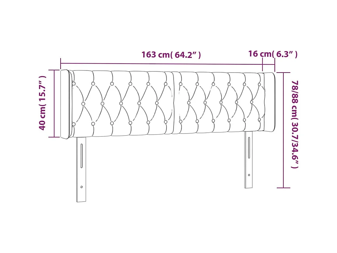 Tête de lit accessoire tissu grise 163 x 16 x 78 cm TDL0201354