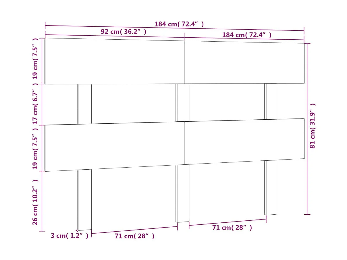 Tête de lit accessoire bois marron 184 x 3 x 81 cm TDL0206619
