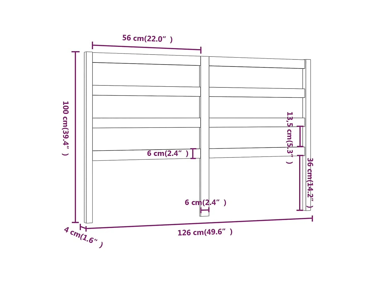 Tête de lit accessoire bois marron 126 x 4 x 100 cm TDL0203502