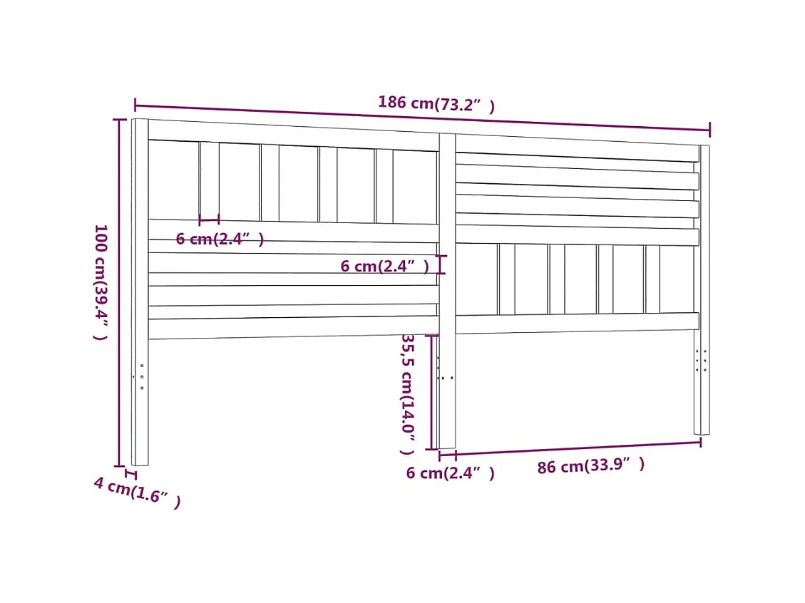 Tête de lit accessoire bois marron 186 x 4 x 100 cm TDL0202912