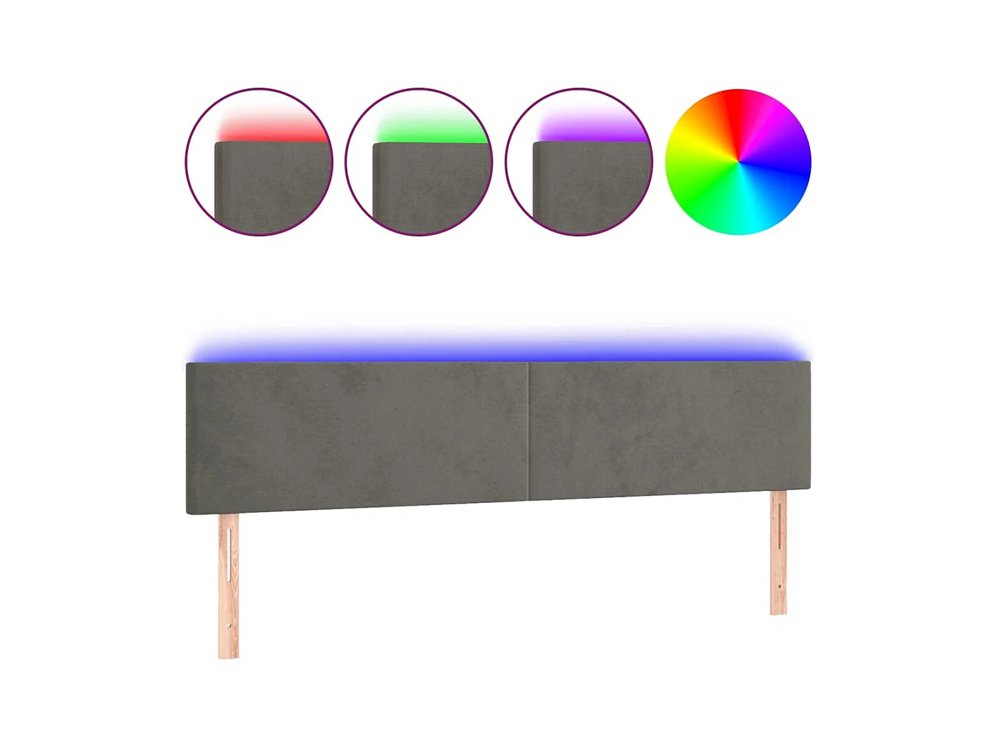 Tête de lit accessoire tissu grise 180 x 5 x 78 cm TDL0201099