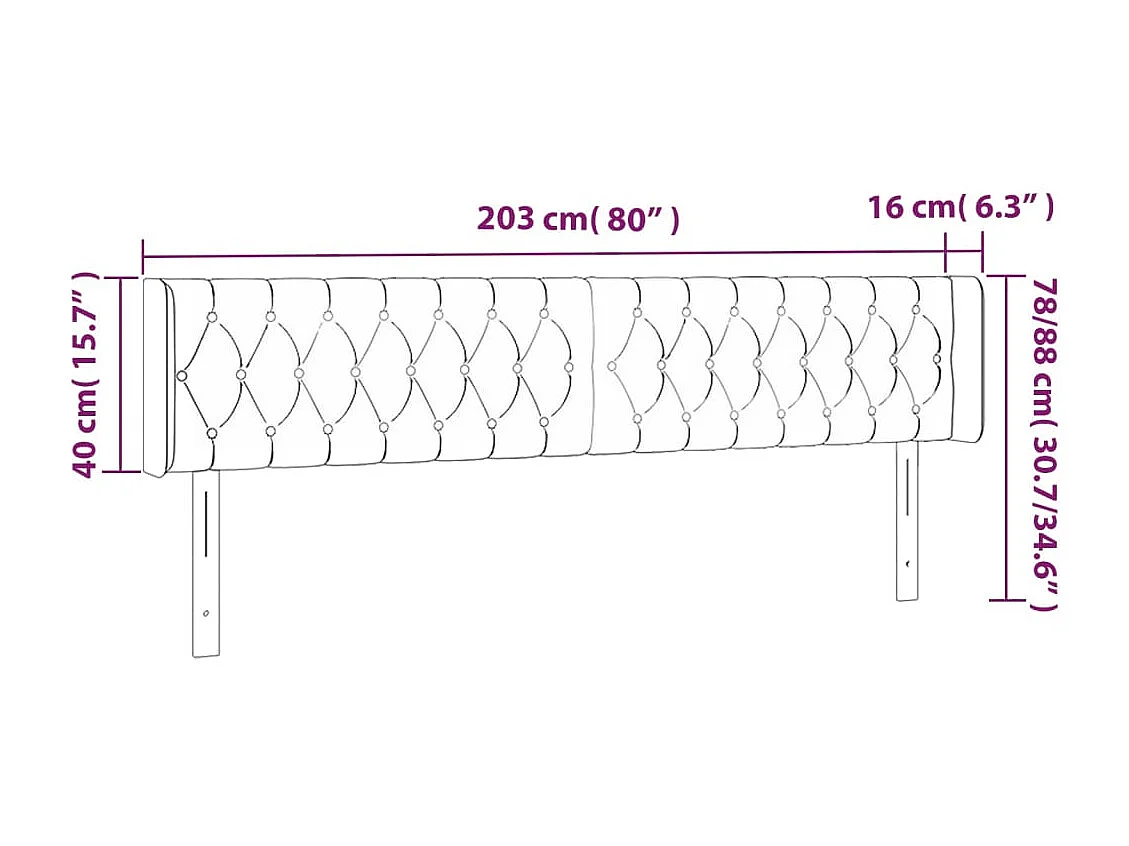 Tête de lit accessoire tissu grise 203 x 16 x 88 cm TDL0205182