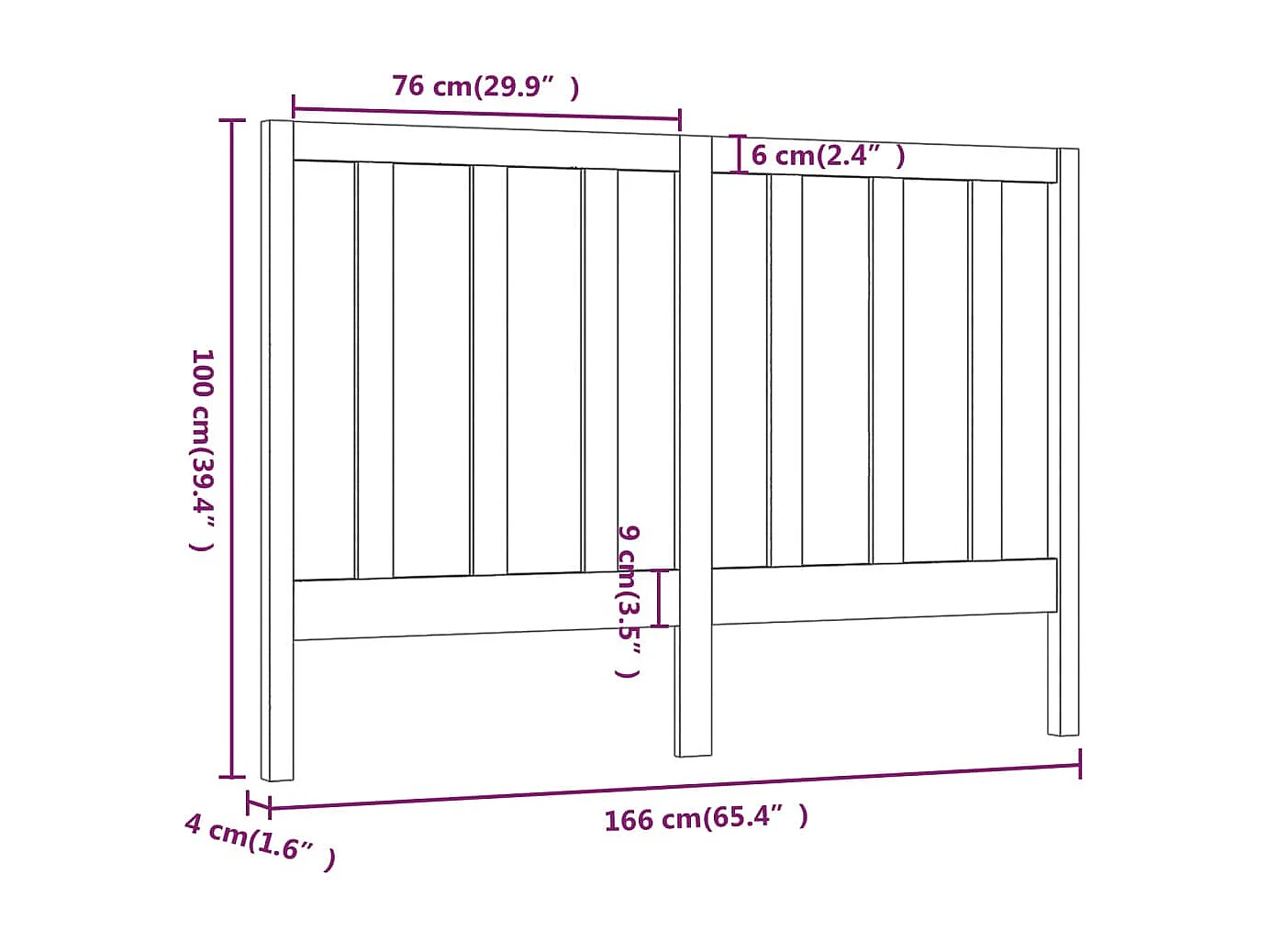 Tête de lit accessoire bois marron 166 x 4 x 100 cm TDL0206634
