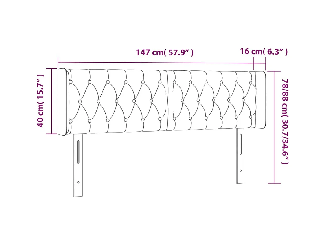 Tête de lit accessoire tissu grise 147 x 16 x 78 cm TDL0201133