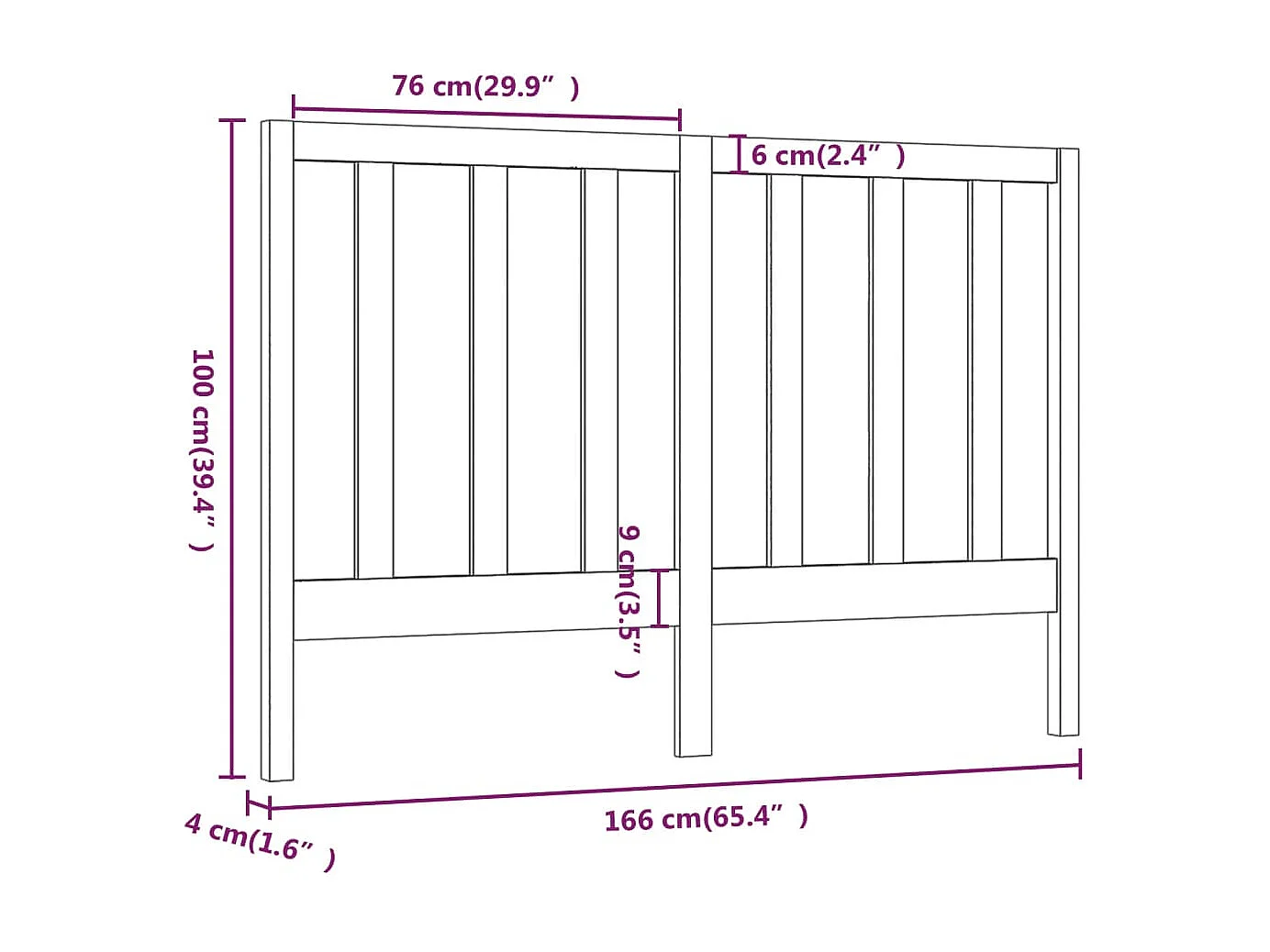 Tête de lit accessoire bois marron 166 x 4 x 100 cm TDL0202939