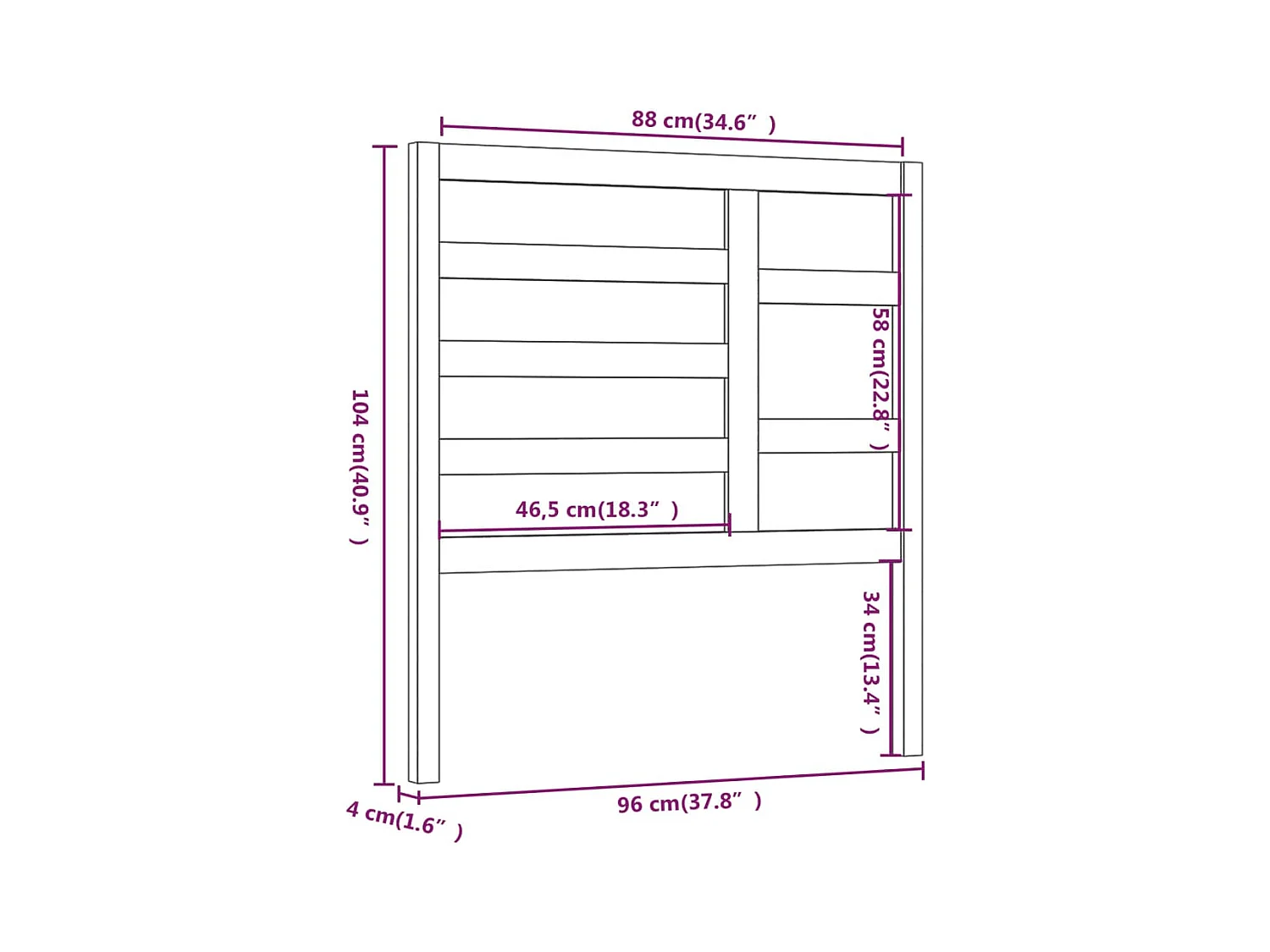 Tête de lit accessoire bois marron 96 x 4 x 104 cm TDL0202798