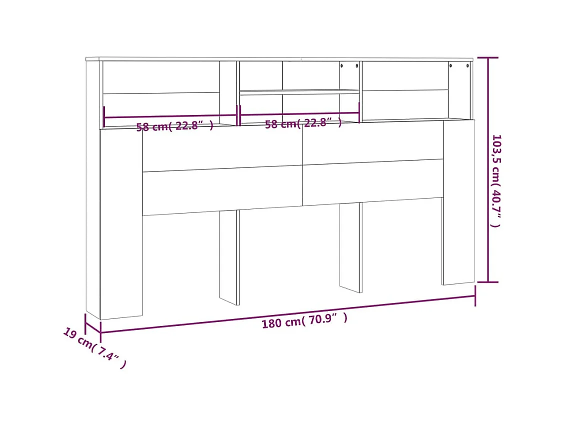 Tête de lit avec effet bois blanche 180 x 19 x 103.5 cm TDL0200103