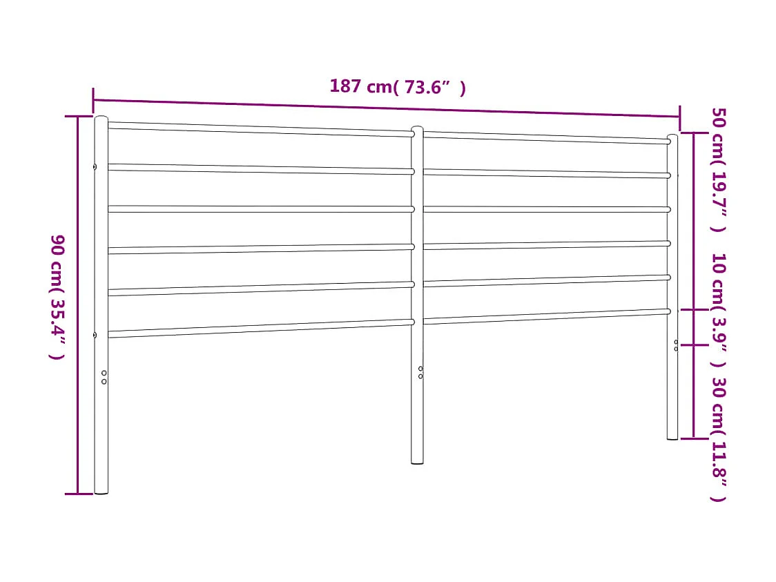 Tête de lit accessoire métal argentée 187 x 3 x 90 cm TDL0202421