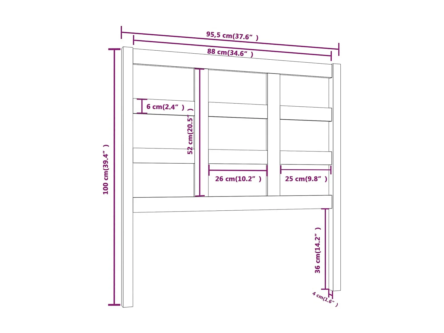 Tête de lit accessoire bois marron 95.5 x 4 x 100 cm TDL0205894