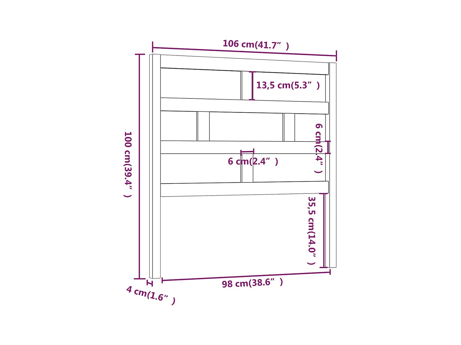 Tête de lit accessoire bois marron 106 x 4 x 100 cm TDL0203102