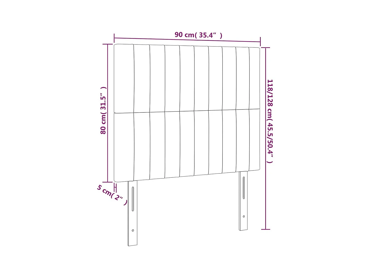 Tête de lit accessoire tissu grise 90 x 5 x 118 cm TDL0201006